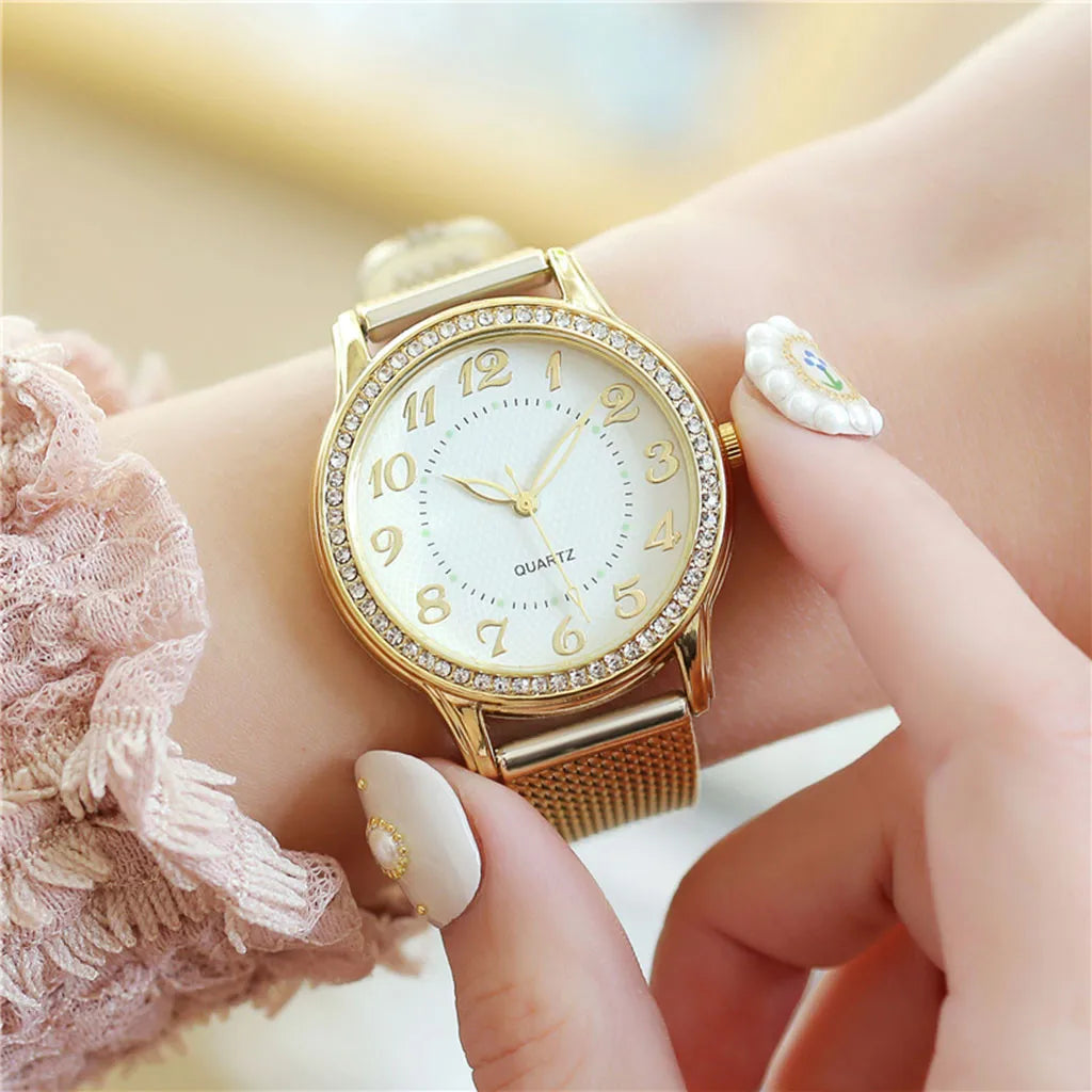 Watch For Women Luxury Watches Quartz Watch Stainless Steel Dial Casual Bracele Watch Ladies Quartz Wristwatch Simple Atmosphere - Uknowucme