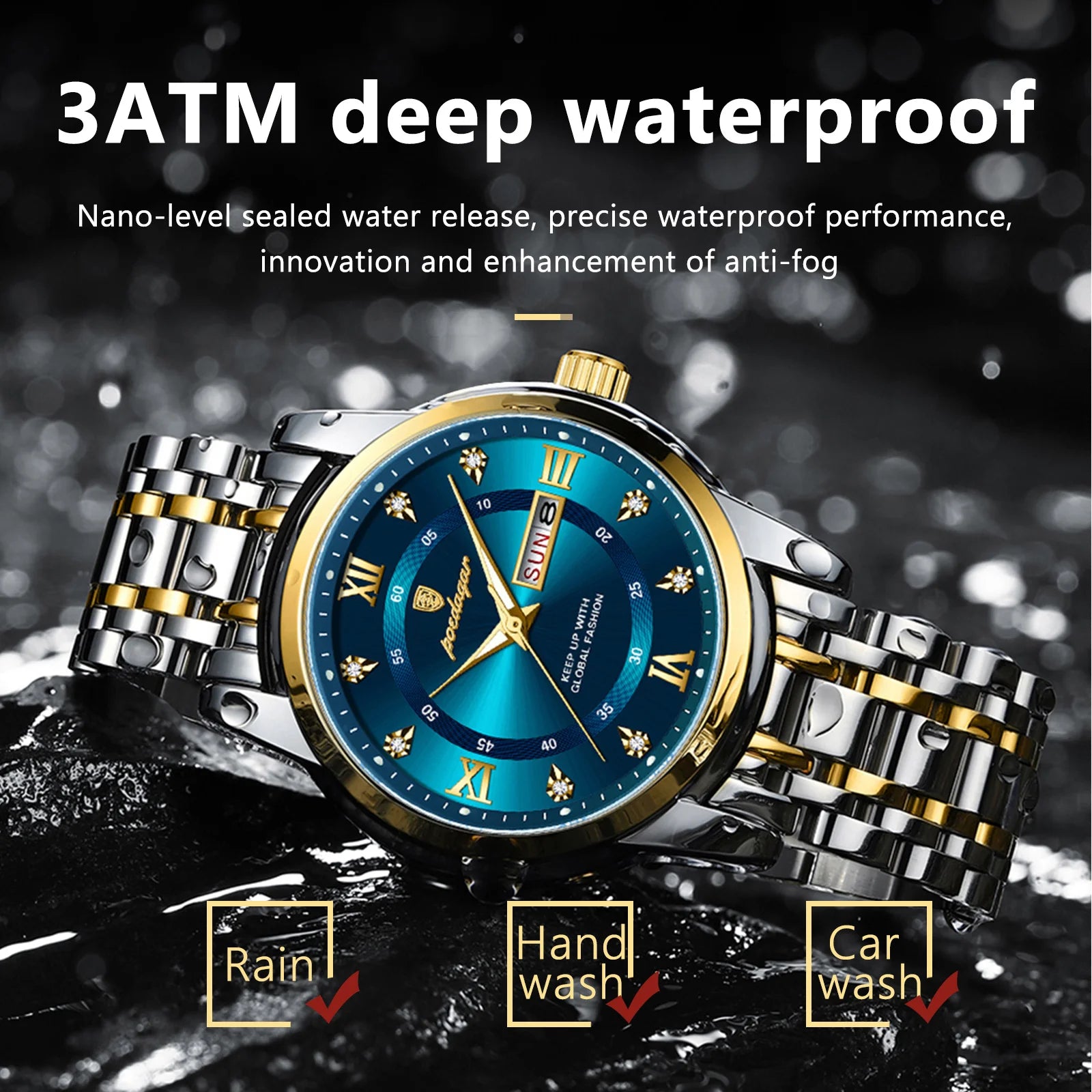 POEDAGAR Luxury Trendy Watch for Men Waterproof Luminous Date Week Man Watch Business Quartz Stainless Steel Men's Watches Reloj - Uknowucme