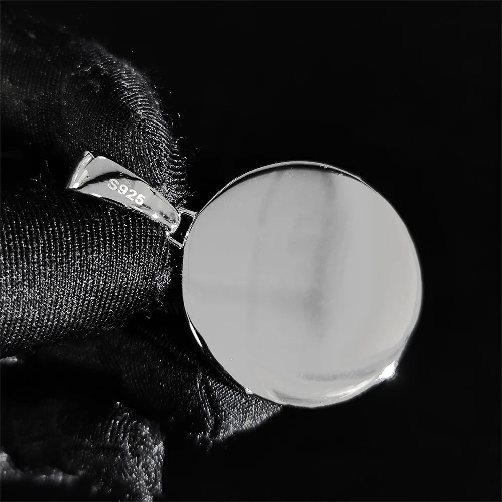 Custom Moissanite Photo Pendant 925 Silver VVS Personalized DIY Memory Picture Mini Small Medium Circle Chain Pendant Necklace - Uknowucme