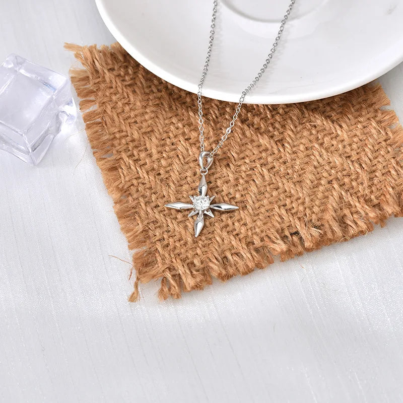 Moissanite Star Pendant Necklace Exquisite Sterling Silver S925 Clavicle Necklace, Elegant Girlfriend Gift, Light Luxury Jewelry - Uknowucme