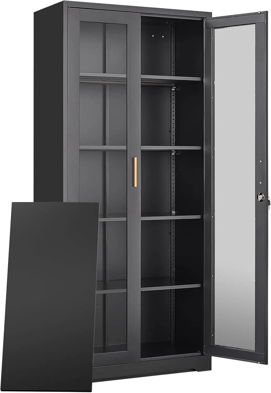 Glass Display Cabinet with Doors - White Metal Curio Cabinet with Lock Collectibles Storage Cabinet - Uknowucme