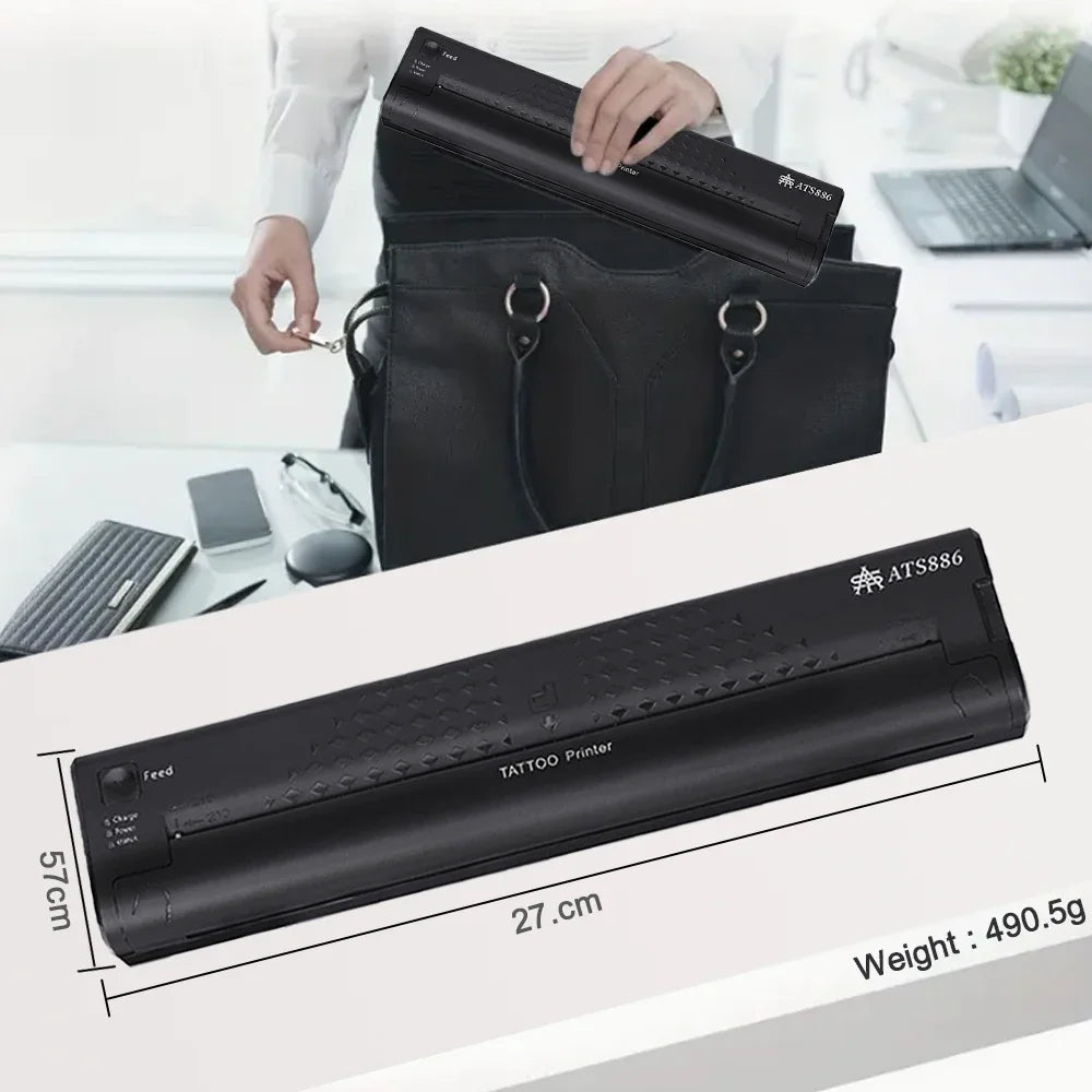 Portable Thermal Printer Bluetooth Wireless Tattoo Transfer Machine Line Drawing Photo Stencil Maker Copier Printer For Body Art - Uknowucme