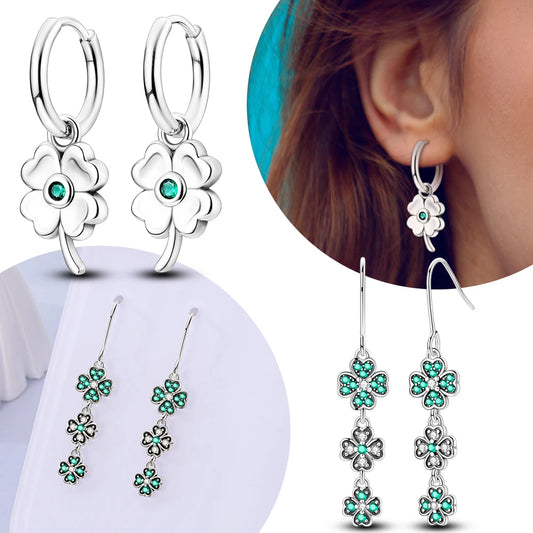 Original Clover 925 Sterling Green Zircon Silver Four Leaf Clover Earring Delicate Jewelry Women Earring Luxury Anniversary Gift - Uknowucme
