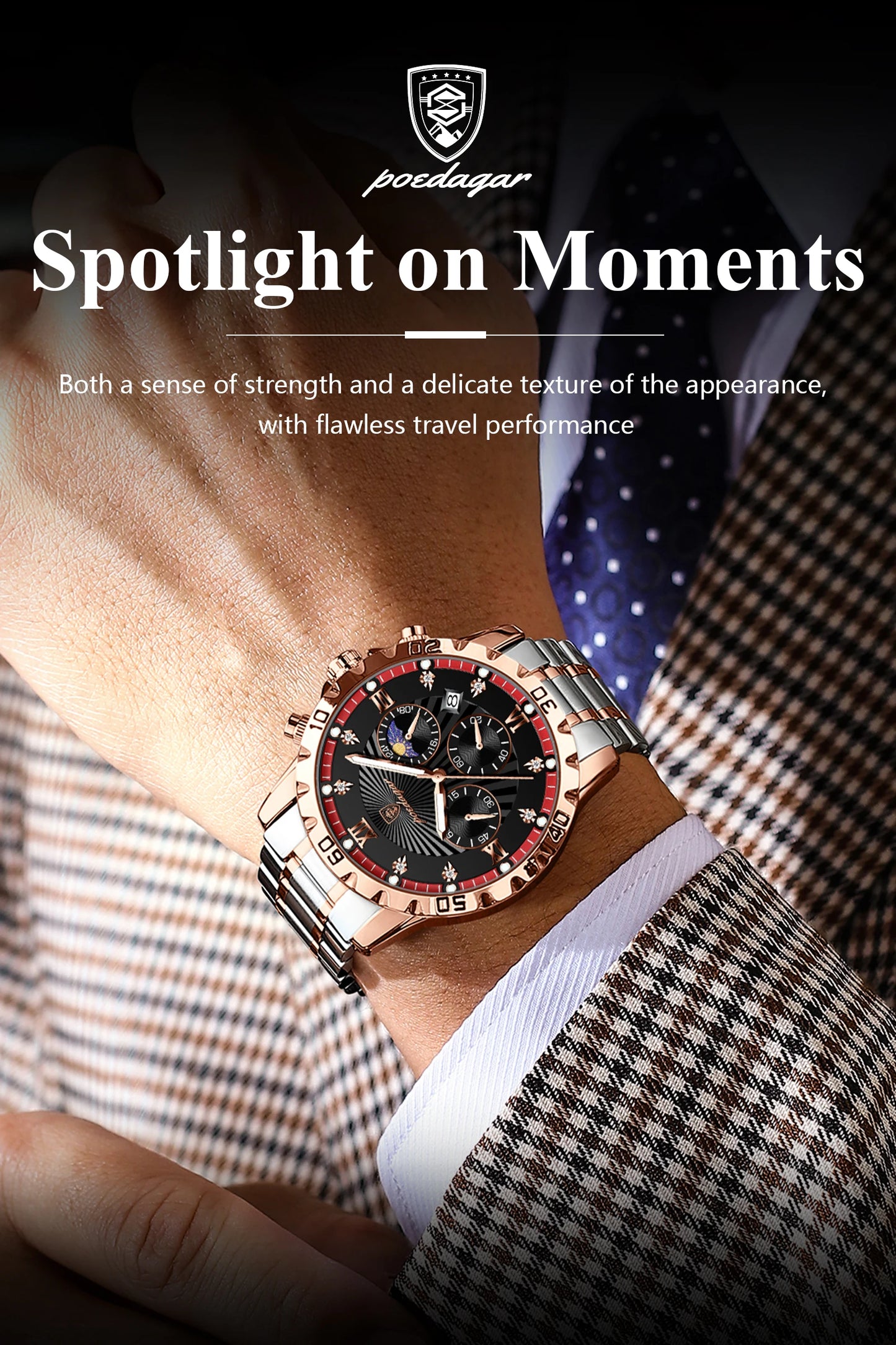 POEDAGAR Top Fashion Watches For Men Chronograph Date Stainless Steel Man Watch Waterproof Luminous Luxury Quartz Men Wristwatch - Uknowucme