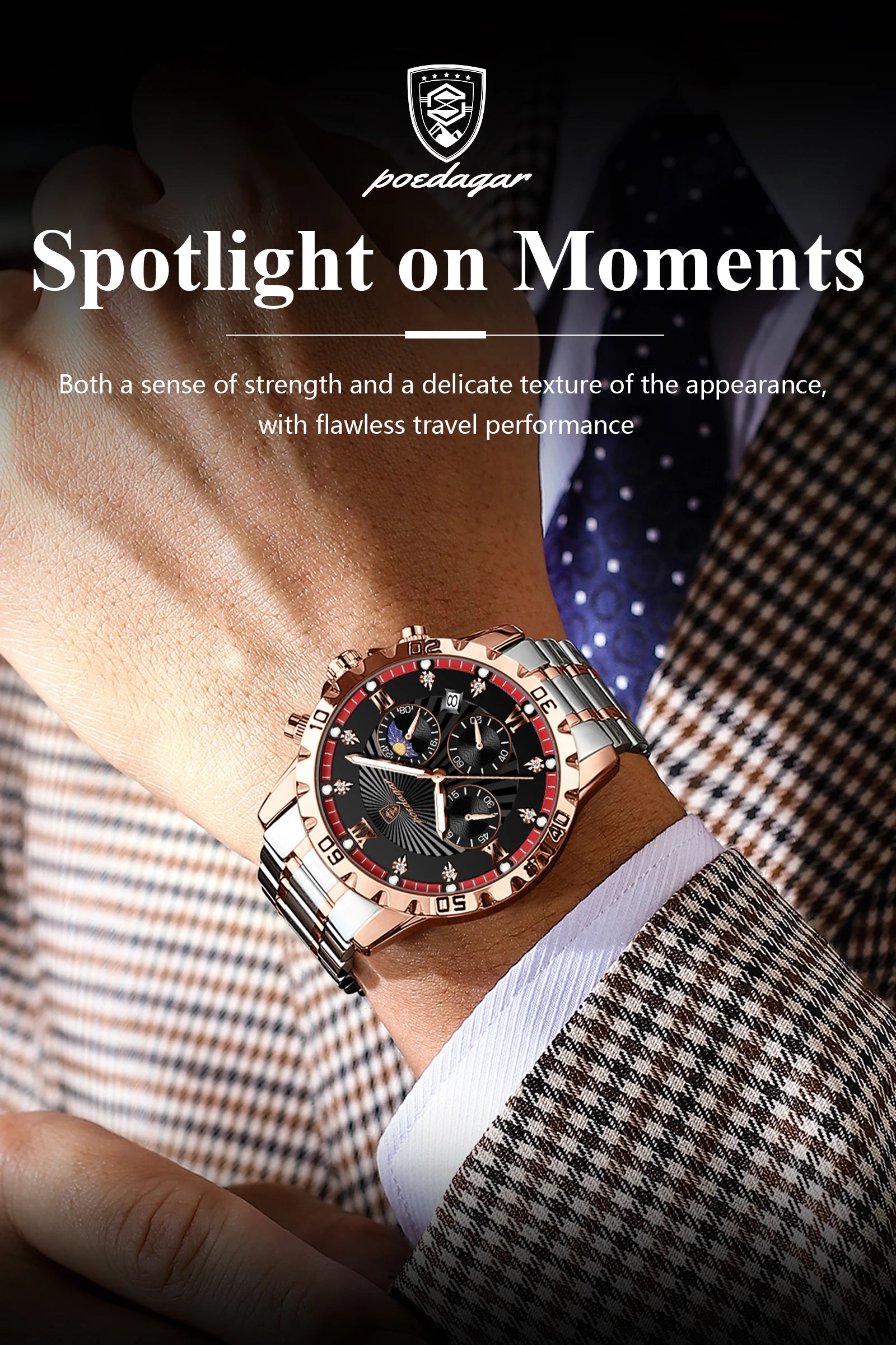 POEDAGAR Top Fashion Watches For Men Chronograph Date Stainless Steel Man Watch Waterproof Luminous Luxury Quartz Men Wristwatch - Uknowucme