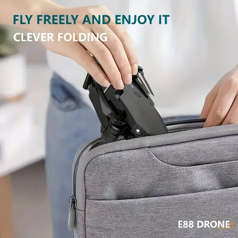 E88 Drone with Dual 4K HD Cameras,  Wi-Fi, USB Charging, 1181.1inch Max Altitude, 3m/s Speed, One-Click Return,  No GPS，4k drone