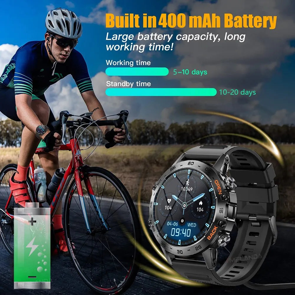 MELANDA Steel 1.39" Bluetooth Call Smart Watch Men Sports Fitness Tracker Watches IP68 Waterproof Smartwatch for Android IOS K52 - Uknowucme