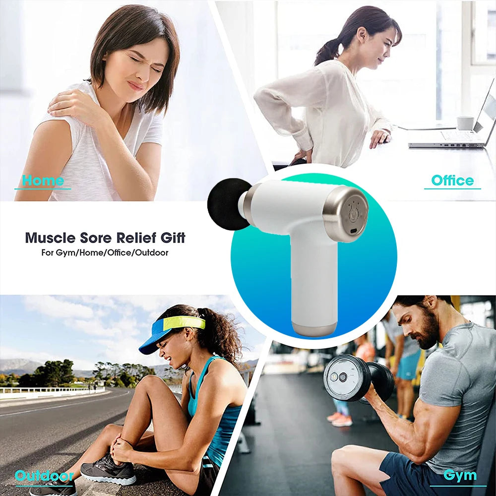 Fascial Massage Gun Electric Deep Muscle Tissue Relaxation Neck Back Body Compression Massager Portable Fitness Tool 3 Gear Mini