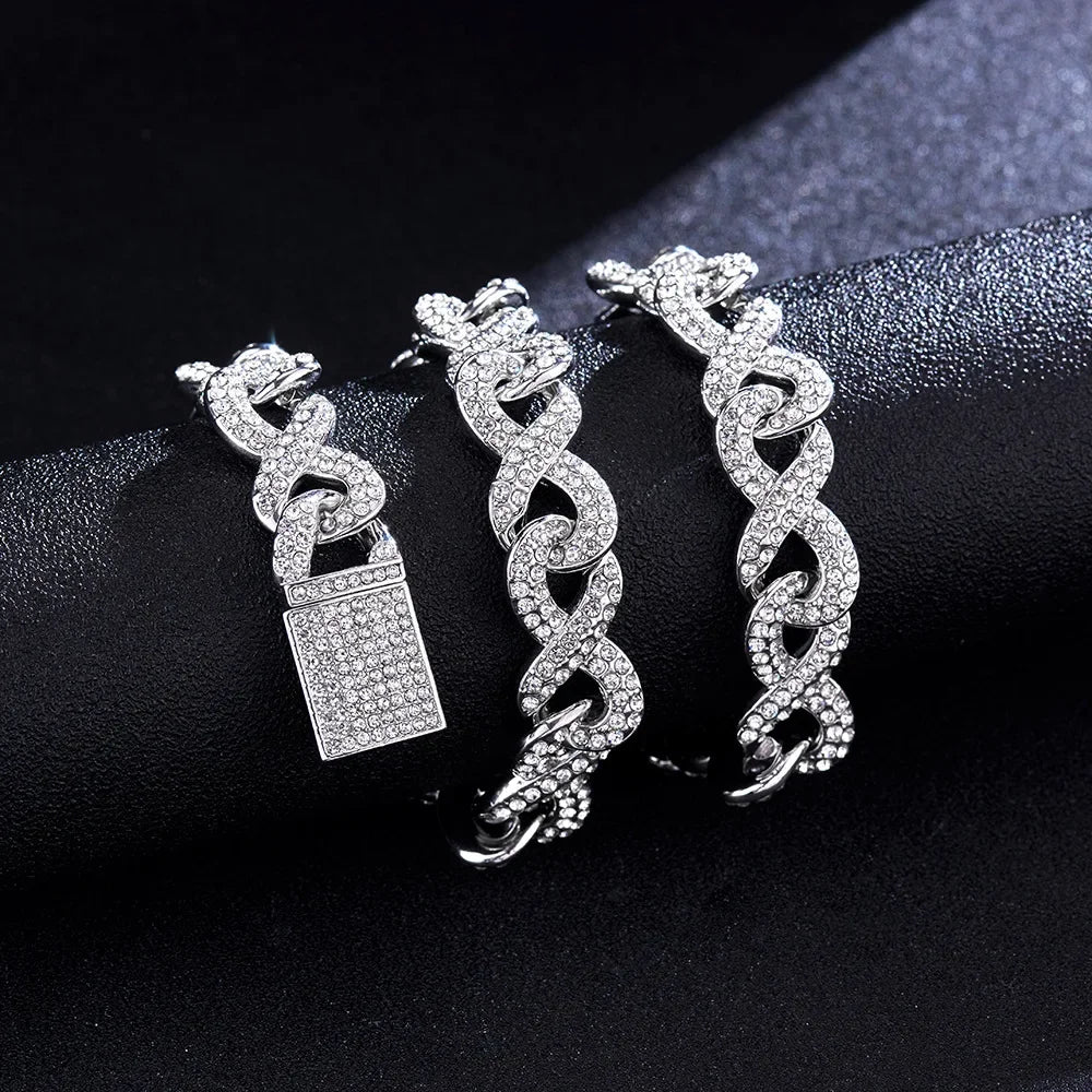 2023 New High Quality 15mm Iced Out Bling Micro Paved Cz Symbol Cuban Link Chain Choker Necklace Hip Hop Jewelry  For Boy Men - Uknowucme