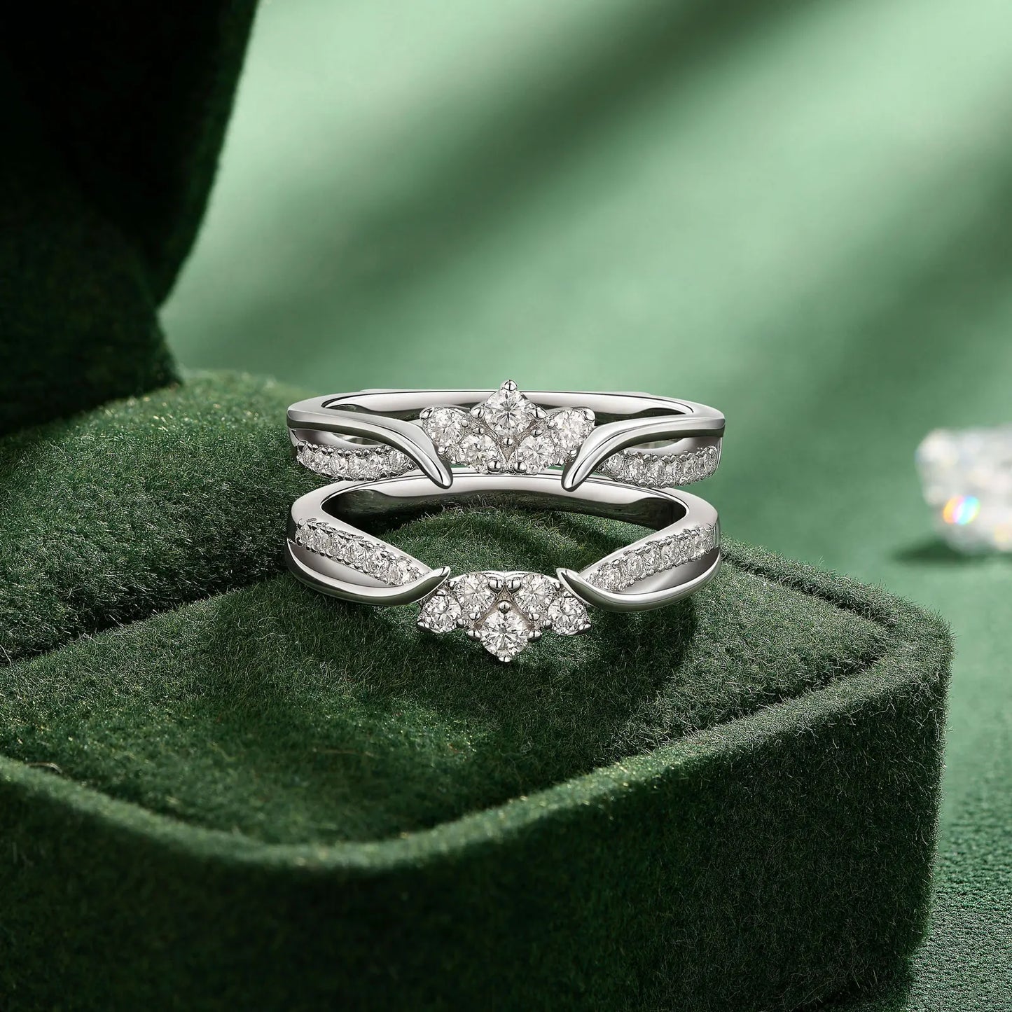 Newshe Elegant 925 Sterling Silver Moissanite Wedding Ring Enhancers for Women Adjustable Crown Engagement Quality Jewelry - Uknowucme