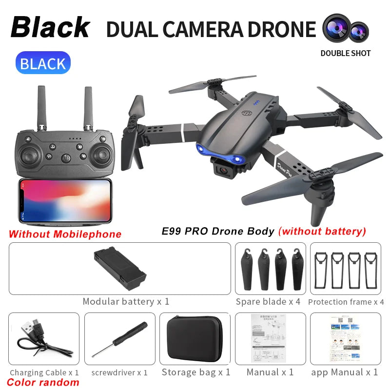 2024 E99Pro RC Drone 4K Professinal With 1080P Wide Angle HD Camera Foldable Helicopter WIFI FPV Height Hold Gift Toy - Uknowucme