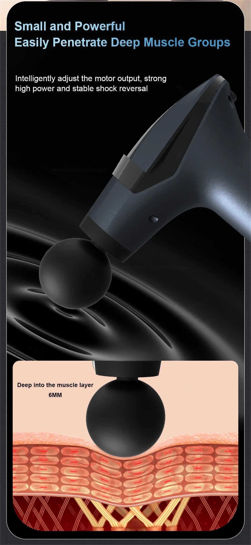Fascia Massage Gun High Frequency Muscle Massage Gun Professional Body Back Shoulder Neck Waist Massager with Bent Long Handle