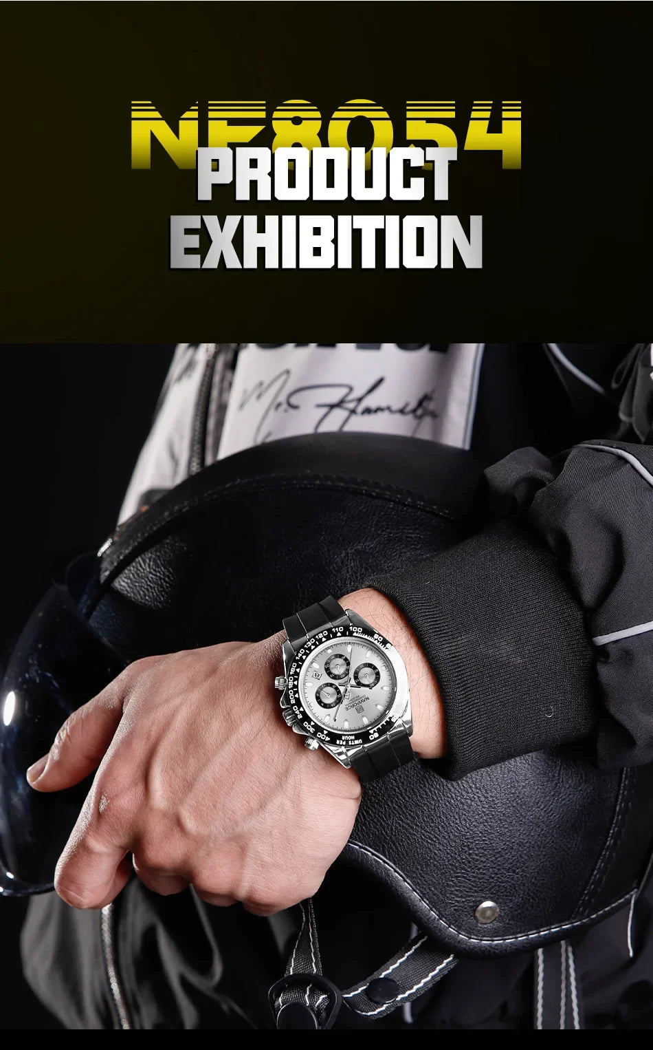 NAVIFORCE NF8054 Original Watches For Men Silicone Band Casual Sport Chronograph Luminous Wristwatch Relogio Masculino Male Gift - Uknowucme