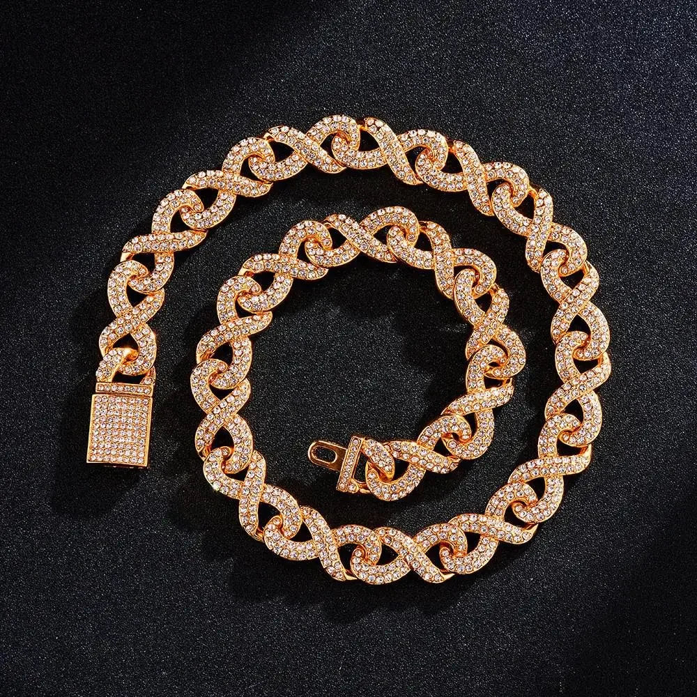 2023 New High Quality 15mm Iced Out Bling Micro Paved Cz Symbol Cuban Link Chain Choker Necklace Hip Hop Jewelry  For Boy Men - Uknowucme