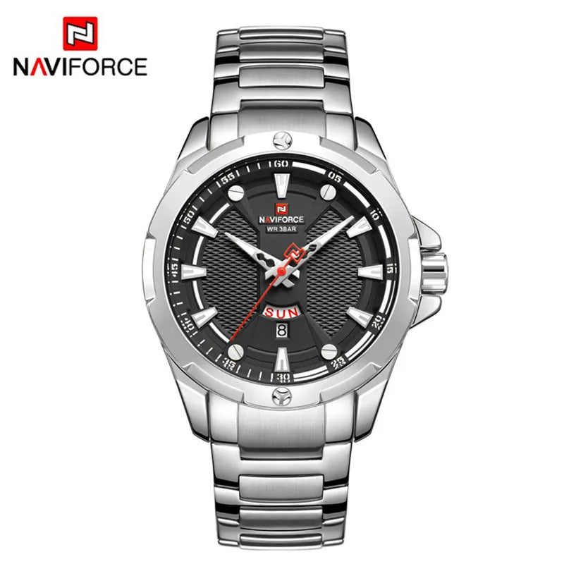 NAVIFORCE Men Luxury Wrist Watch Waterproof Business Male Watches Stainless Steel Casual Quartz Calendar Clock Relogio Masculino - Uknowucme