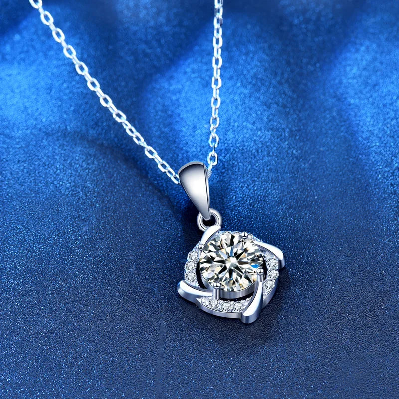 925 Sterling Silver Necklace Pendant 100% Real Moissanite For Women Fashion Clavicle Chain Necklaces Wedding Party Jewelry Gift - Uknowucme