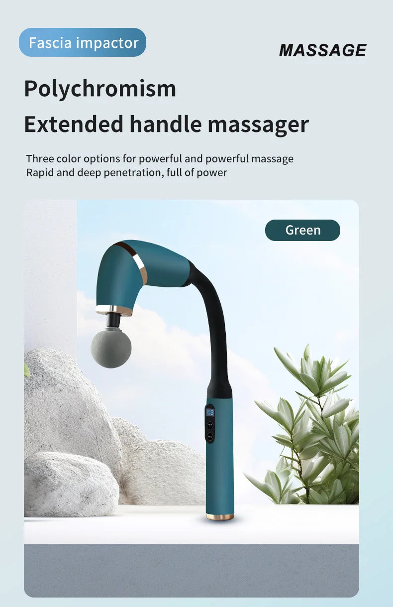 Massage Gun with Upgraded Extended Handle U-Shaped Back Massager Deep Tissue with 4 Massage Heads Fascia Gun Muscle Relaxation