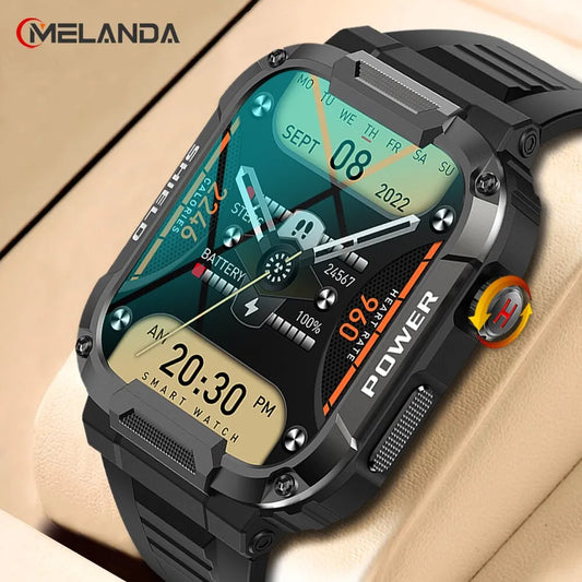 MELANDA 1.85 Outdoor Military Smart Watch Men Bluetooth Call Smartwatch For Android IOS IP68 Waterproof Sports Fitness Watches - Uknowucme