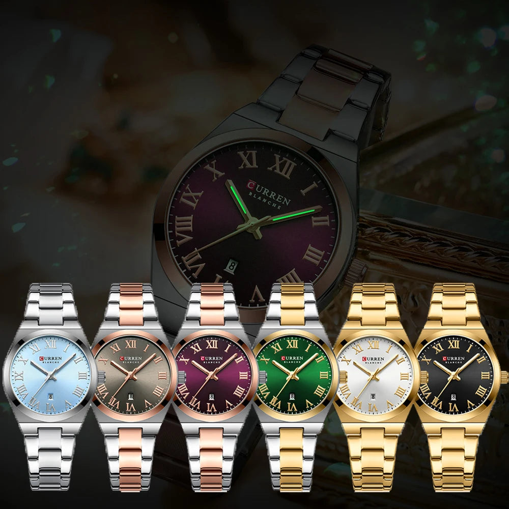 CURREN Women Watches Fashion Gold Stainless Stain Steel Ladies Watch Waterproof Quarzt Wristwatch Romatic Girlfriend Gift - Uknowucme