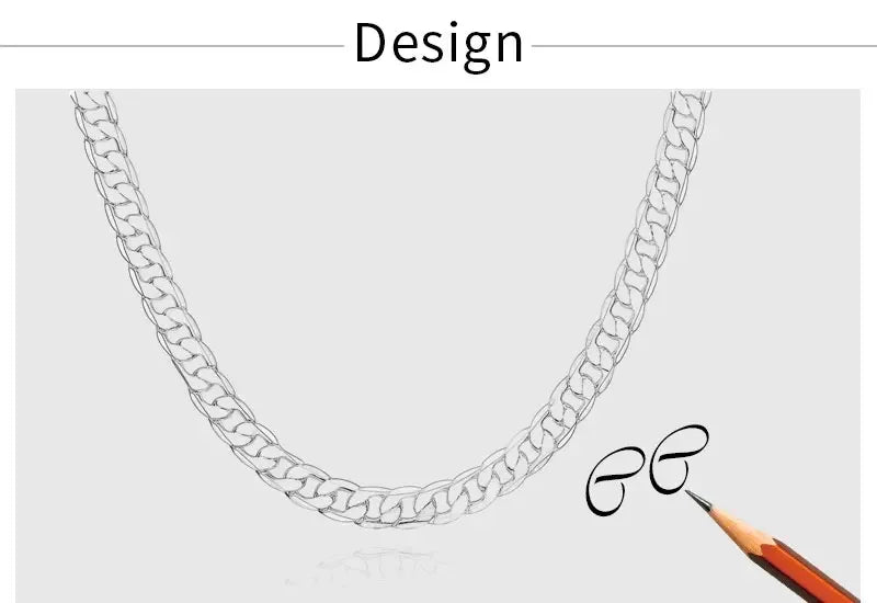 Wholesale Men's 925 Sterling Silver Necklace 2/4/6/8/10/12MM 40-75cm Chain Lobster Clasp Man Boy Women Engagement Jewelry - Uknowucme