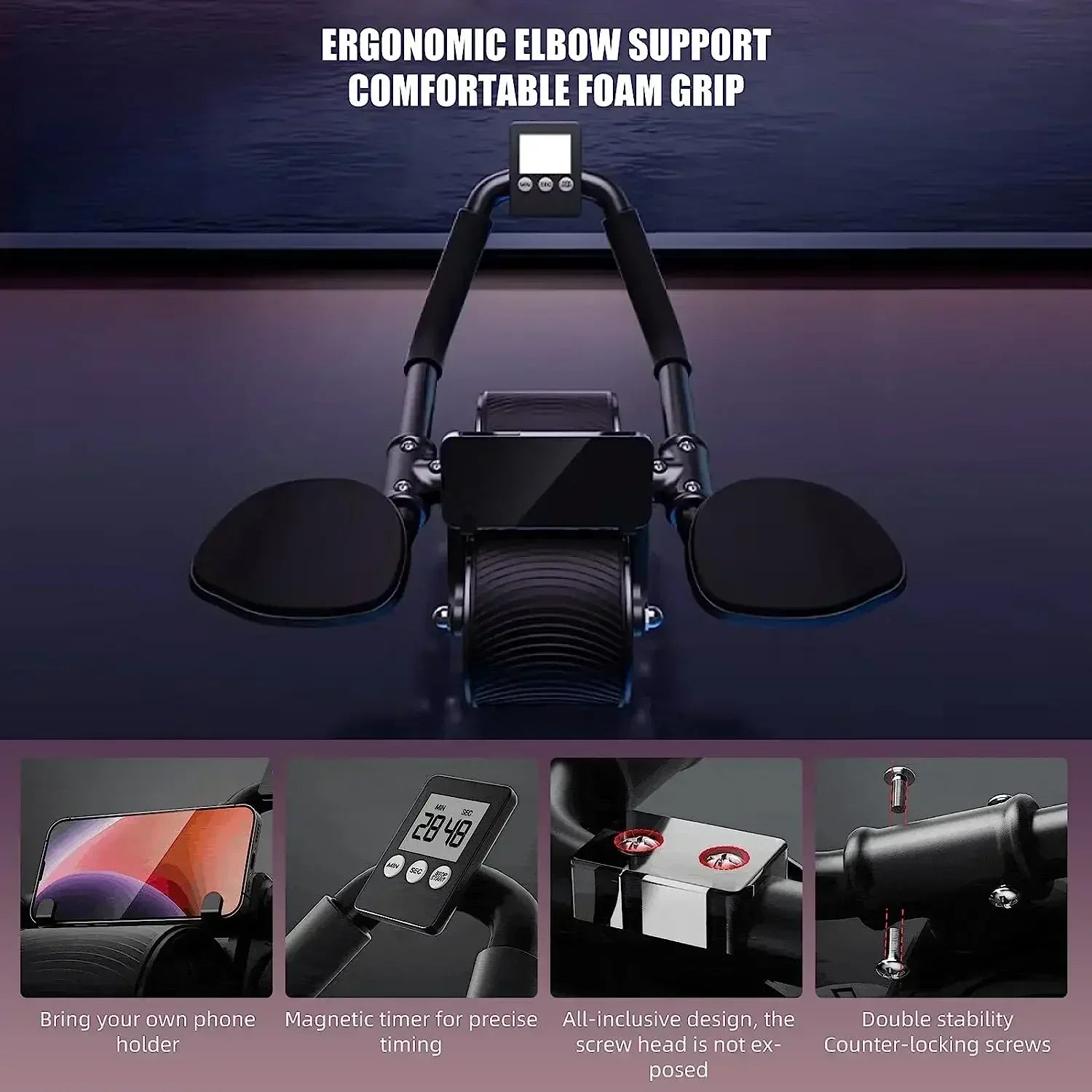 AB Roller Wheel Automatic Rebound Abdominal Muscle Training Push-up Abdominal Roll Elbow Flat Plate Home Fitness Exercise - Uknowucme