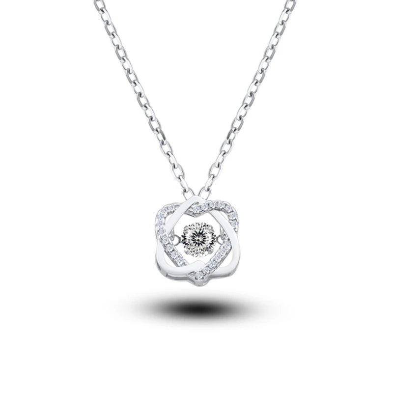 Moissanite Necklace For Women 100% Sterling S925 Silver With White Gold Plated Lab Diamond Jewelry Wedding Pendant with O-chain - Uknowucme