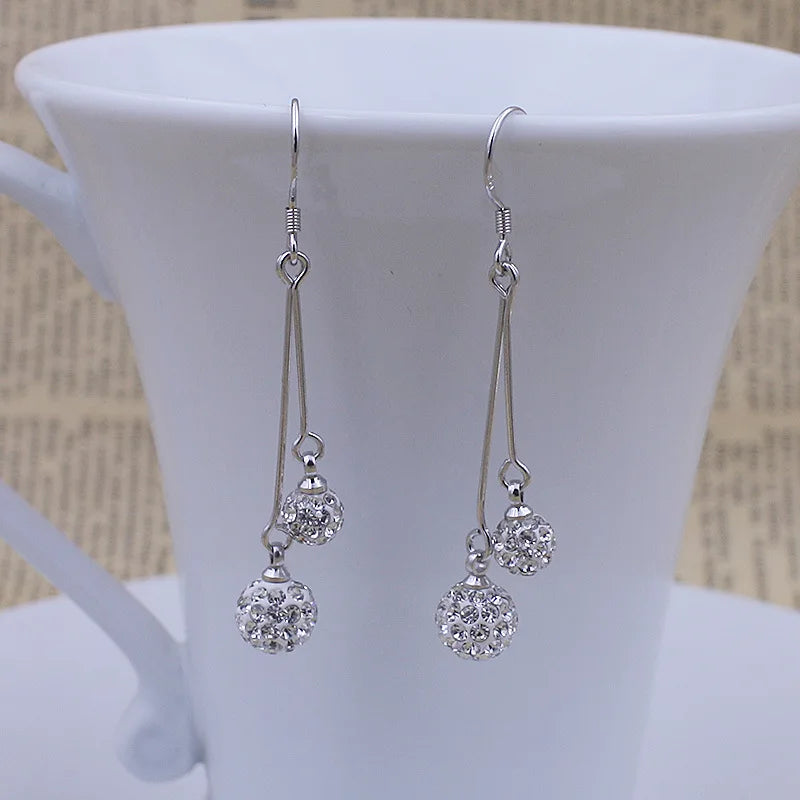 NEW S925 Sterling Silver Color Simple Round Bling CZ Zircon Stone Stud Earrings Fashion Jewelry Korean Earrings for Women Girl - Uknowucme