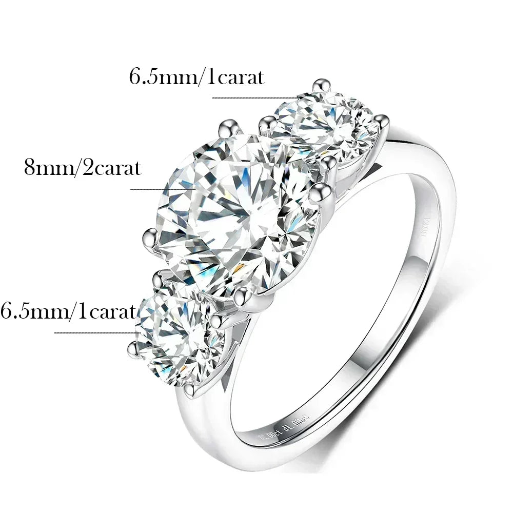 4 Carat Moissanite Ring with Certificate 925 Sterling Silver Brilliant Cut Lab Diamond Engagement Ring Wedding Band for Women - Uknowucme