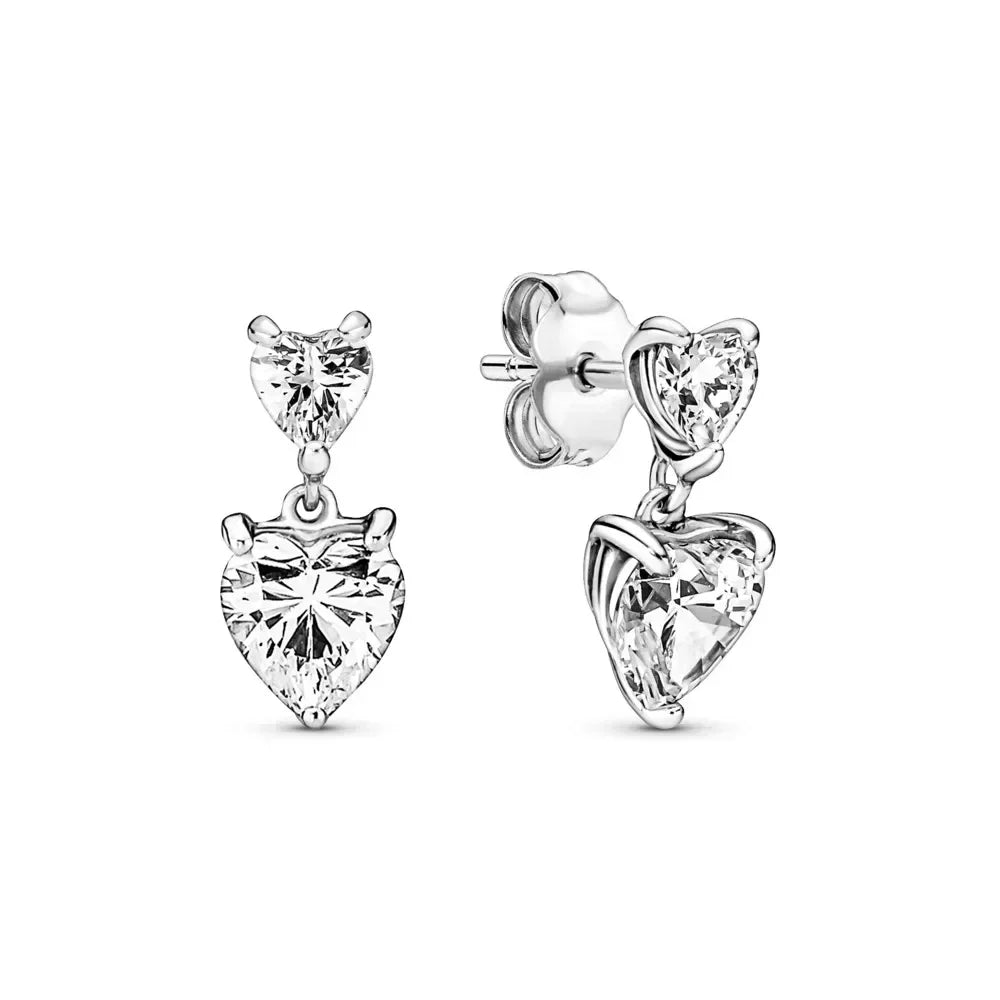 NEW 925 Sterling Silver pretty Mother’s Day Family Always Encircled Hoop Earrings Mum Pavé Heart Rings Fit Women Gifts - Uknowucme