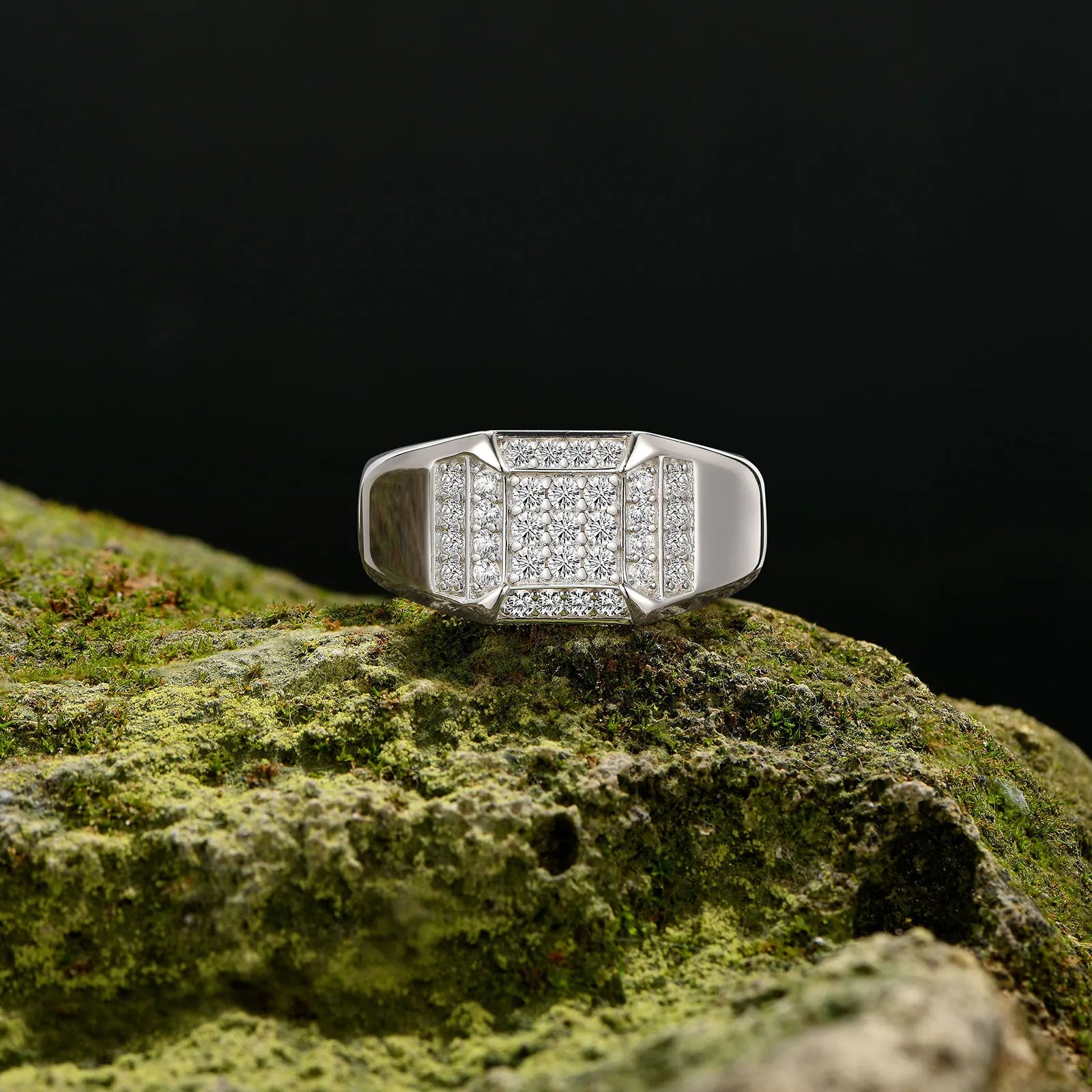 Newshe Solid 925 Sterling Silver Men's Rings Brilliant Round Cut 5A Grade Cubic Zircon Wedding  Ring for Him Fine Jewelry - Uknowucme