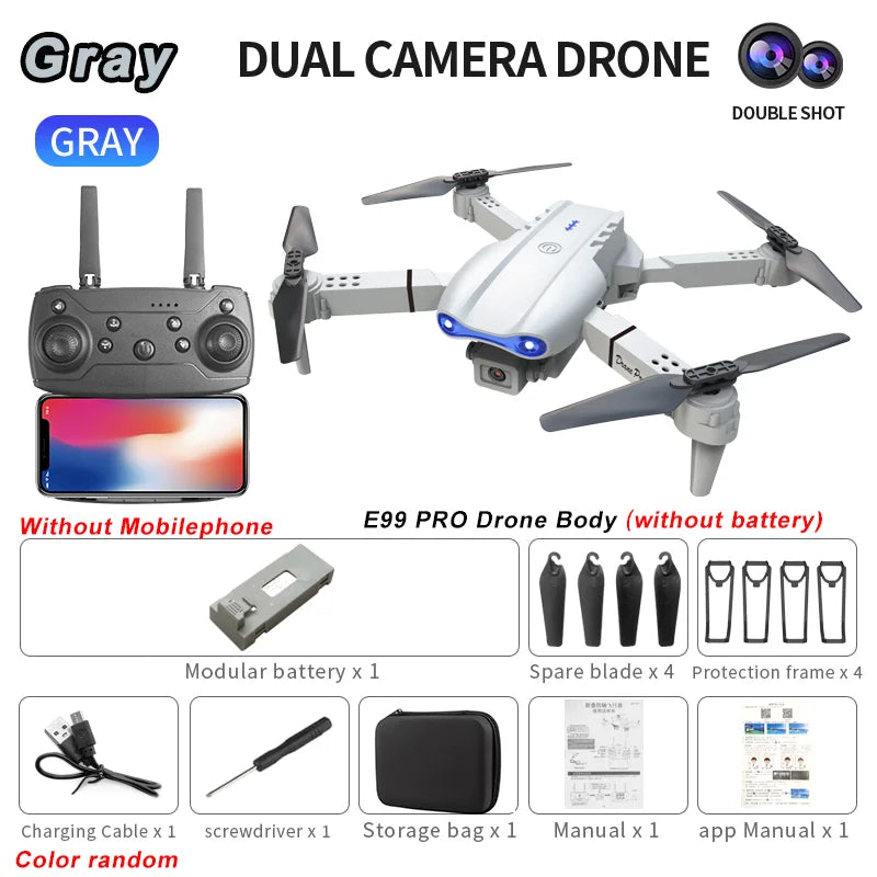 2024 E99Pro RC Drone 4K Professinal With 1080P Wide Angle HD Camera Foldable Helicopter WIFI FPV Height Hold Gift Toy - Uknowucme