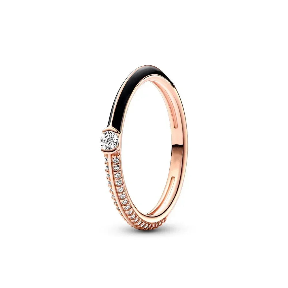 New High Quality 925 Sterling Silver pretty Radiant Heart Pavé Signet Ring Sparkling Wave ME Pavé & Red Dual Ring DIY Gift - Uknowucme