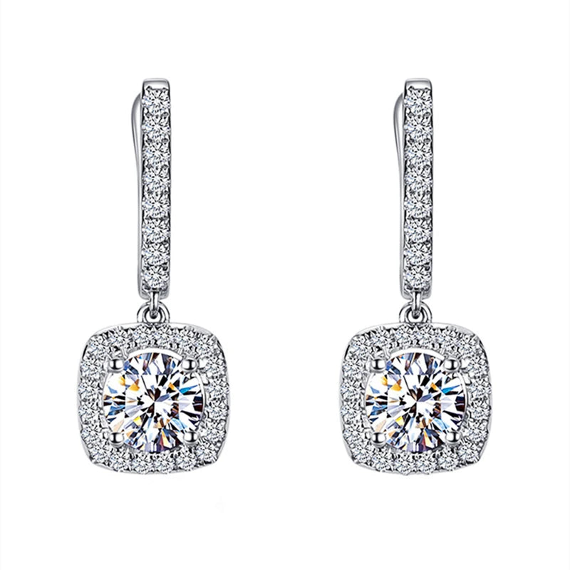 D Moissanite 3ct Earrings 925 Sterling Silver Original Certified Moissanite 1ct Hoop Drop Dangle Earrings 2ct Huggie for Women - Uknowucme