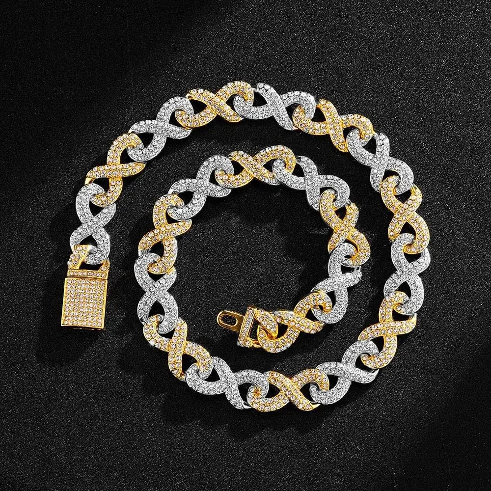 2023 New High Quality 15mm Iced Out Bling Micro Paved Cz Symbol Cuban Link Chain Choker Necklace Hip Hop Jewelry  For Boy Men - Uknowucme