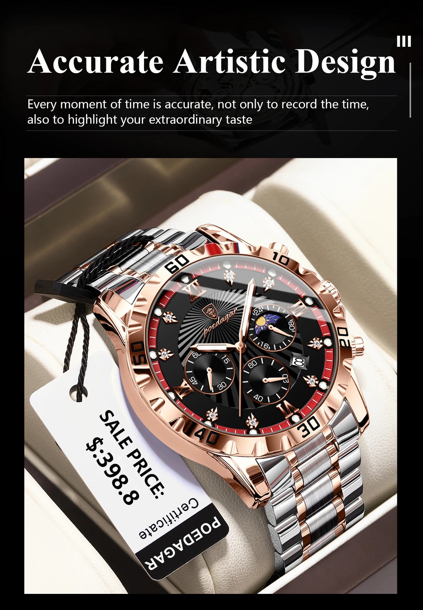 POEDAGAR Top Fashion Watches For Men Chronograph Date Stainless Steel Man Watch Waterproof Luminous Luxury Quartz Men Wristwatch - Uknowucme