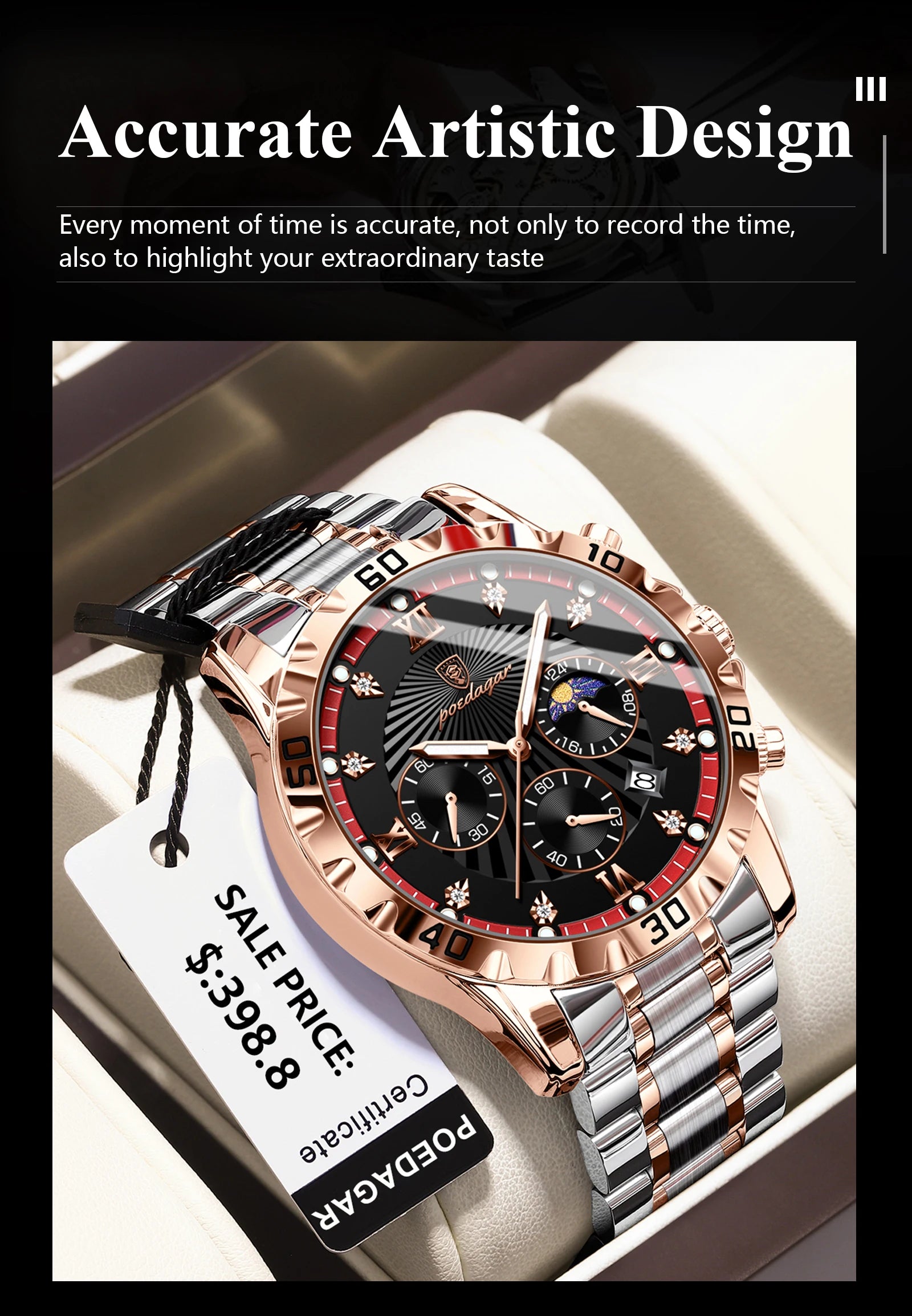 POEDAGAR Top Fashion Watches For Men Chronograph Date Stainless Steel Man Watch Waterproof Luminous Luxury Quartz Men Wristwatch - Uknowucme