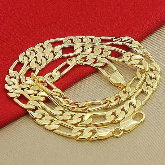 925 Sterling silver 18K gold Necklace 6MM sideways chain Nice noble for Men Women fashion Jewelrys Wedding party - Uknowucme