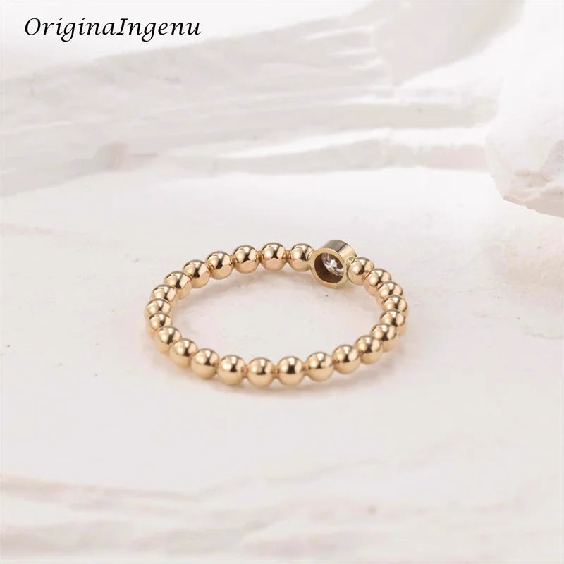 14K Gold Filled Moissanite Ring Handmade Beads Band Ring Minimalism Jewelry Tarnish Resistant Jewelry Boho Women Ring - Uknowucme
