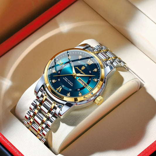 POEDAGAR Luxury Trendy Watch for Men Waterproof Luminous Date Week Man Watch Business Quartz Stainless Steel Men's Watches Reloj - Uknowucme