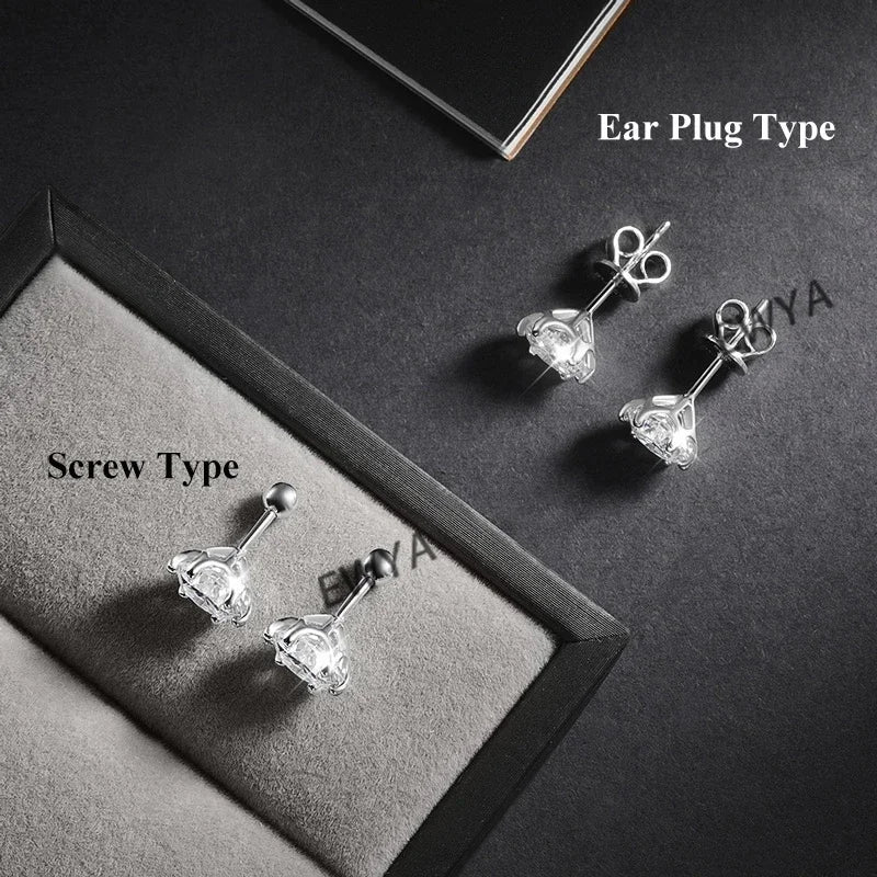 EWYA 0.5-2ct Moissanite Screw Stud Earrings D Color 925 Sterling Silver 6 Prong Diamond Earrings For Women Wedding Fine Jewelry - Uknowucme