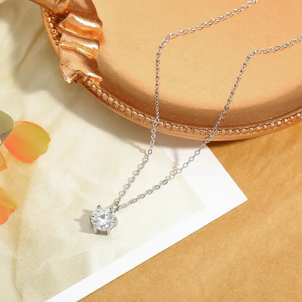 Real D Color 1 Carat Moissanite Pendant Necklace GRA Certificate for Women Wedding Bridal 100% S925 Sterling Silver Fine Jewelry - Uknowucme