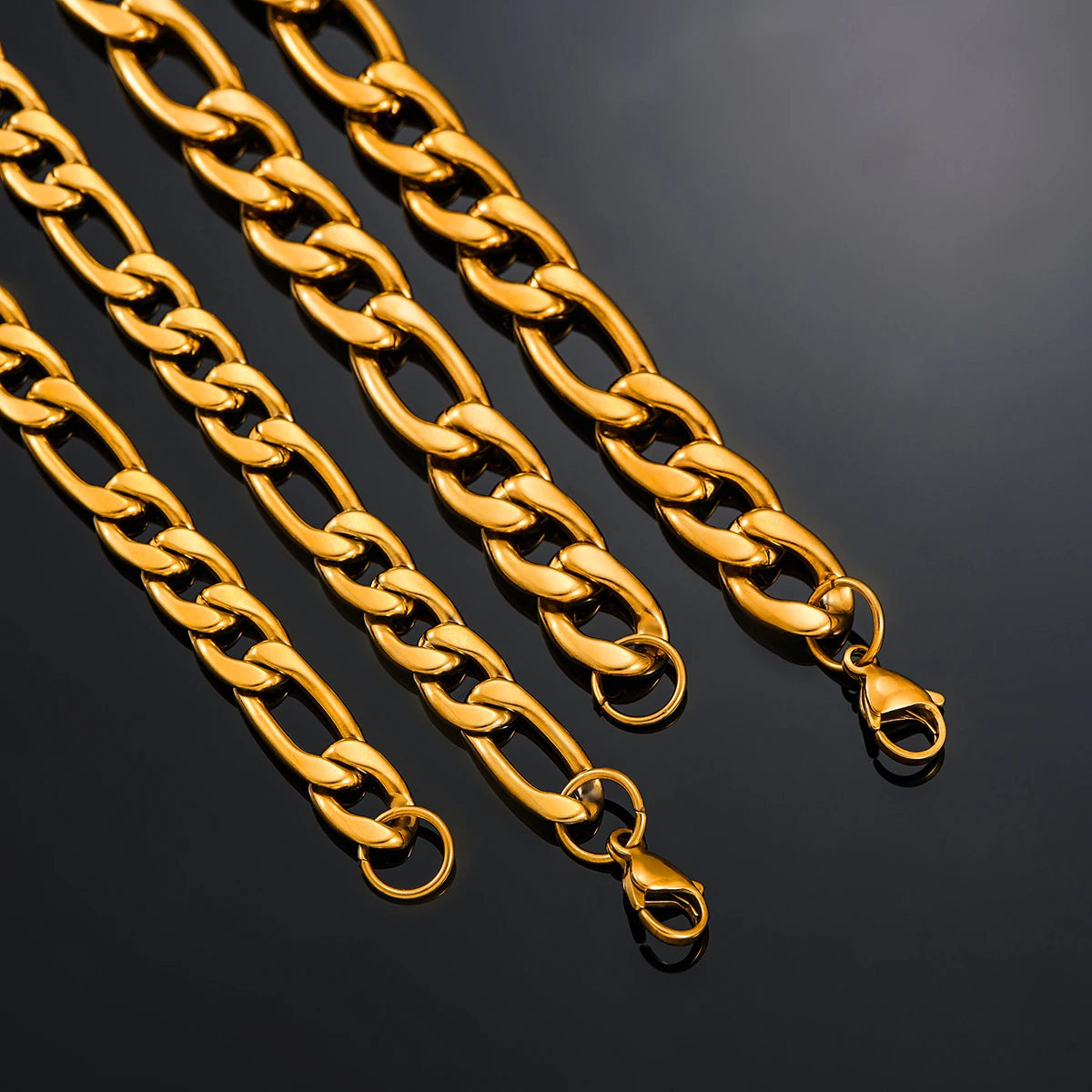 Thickness 3mm/4.5mm/6mm/7.5mm/9.5mm/11.5mm Gold Color Stainless Steel Figaro Link Classic Necklace Chain for Men Women Jewelry - Uknowucme