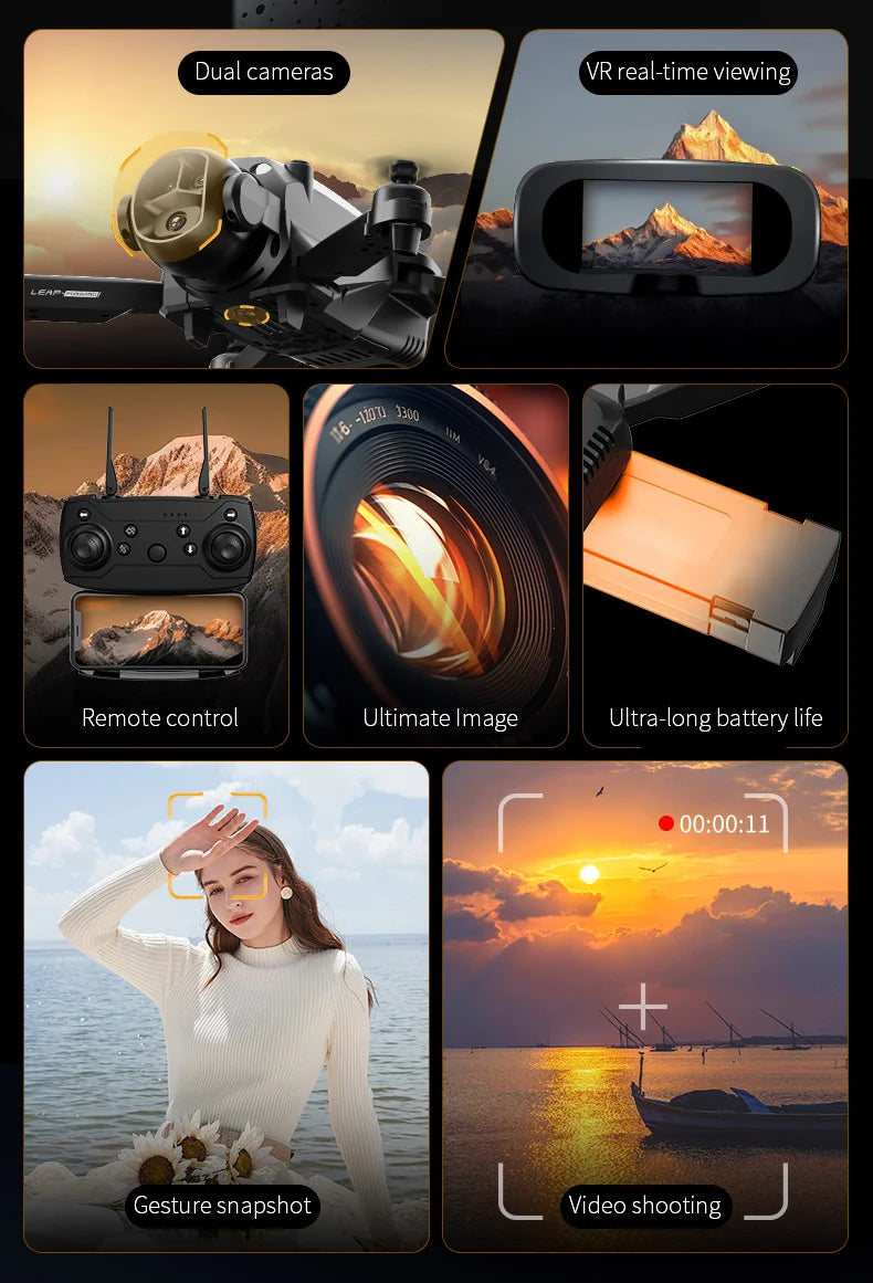 Foldable Four - Axis Drone with 360° Roll Feature - Dual Camera, Optical Flow Hover, Six - Axis Gyroscope & One - Click Landing - Uknowucme