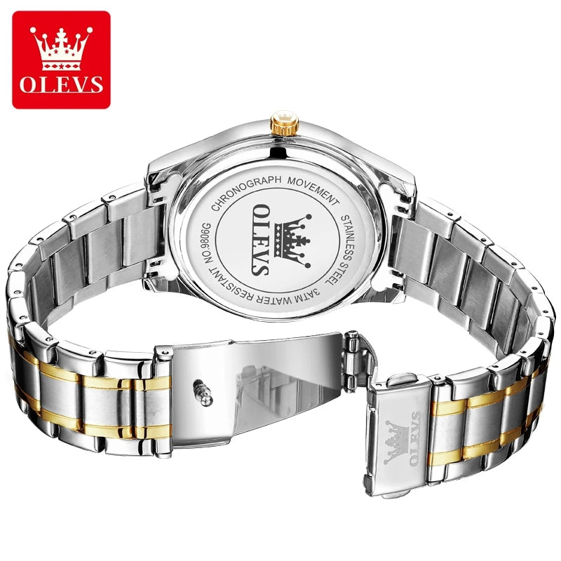 OLEVS Fashion Brand Original Men's Watches Week Calendar Luminous Quartz Watch for Men Waterproof Stainless Steel Strap Business - Uknowucme