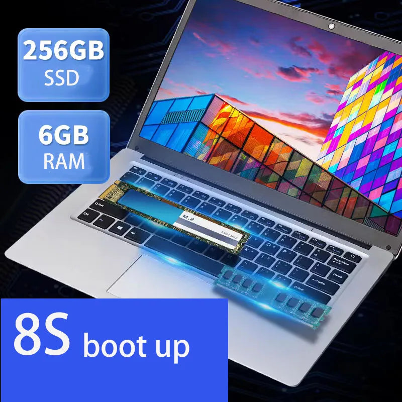 New 14 inch Sales Laptop N3350 CPU 6GB RAM 64GB & 256GB SSD USB 3.0 WiFi Cheap Windows 10 Netbook Gaming Portable Notebook PC - Uknowucme