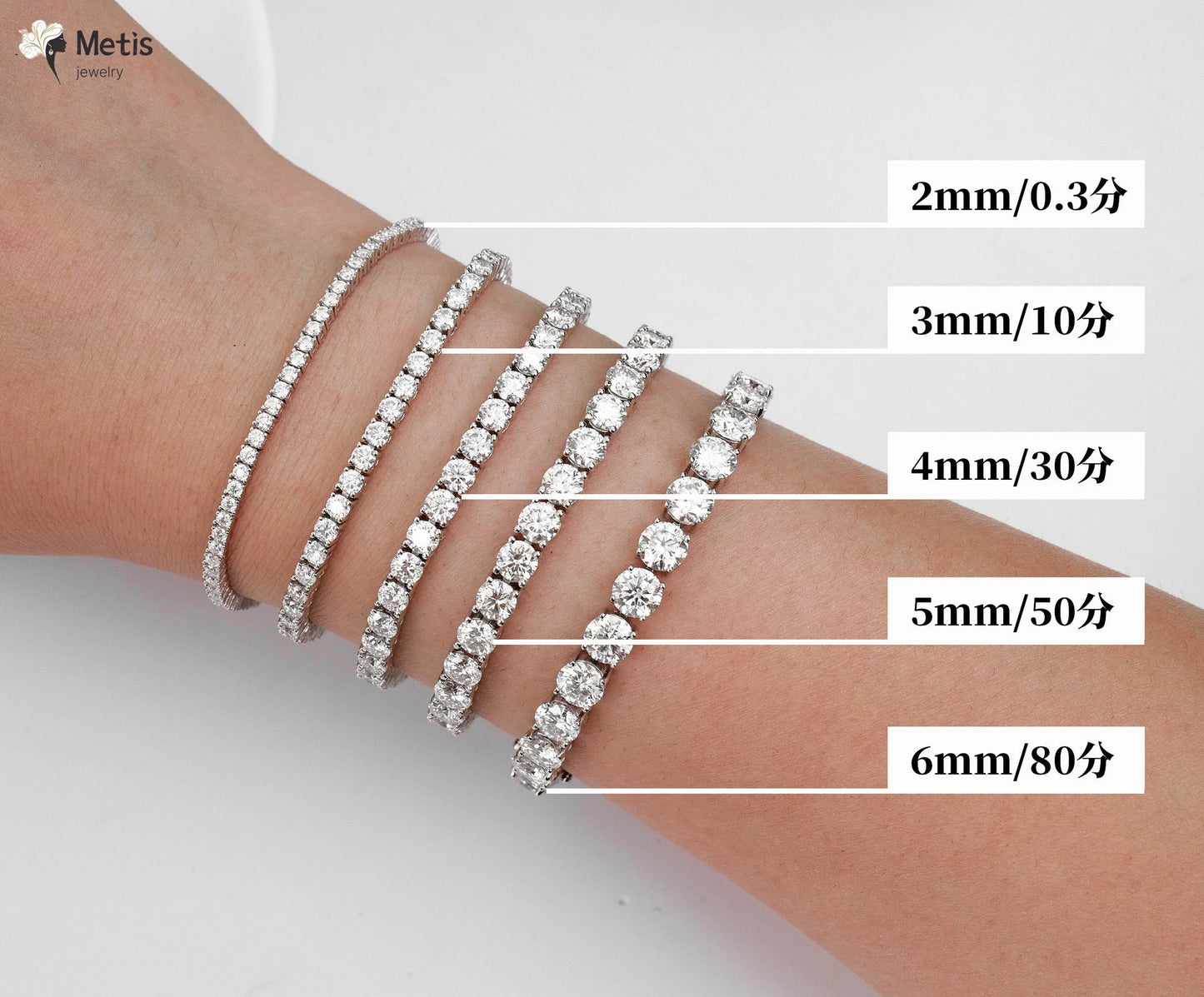 Moissanite Tennis Bracelet for Women 18K White Gold Plated Silver 3mm D Color VVS1 Wedding Party Jewelry Bracelets for Women Man - Uknowucme