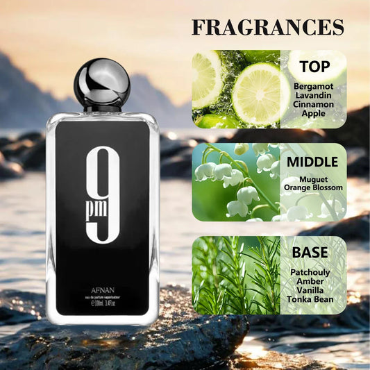 Afnan 9 PM For Men 9 AM For Women Eau De Parfum 3.4 Fl. Oz Long-lasting Pheromone Fragrance High Quality Cologne Perfume 100ML - Uknowucme