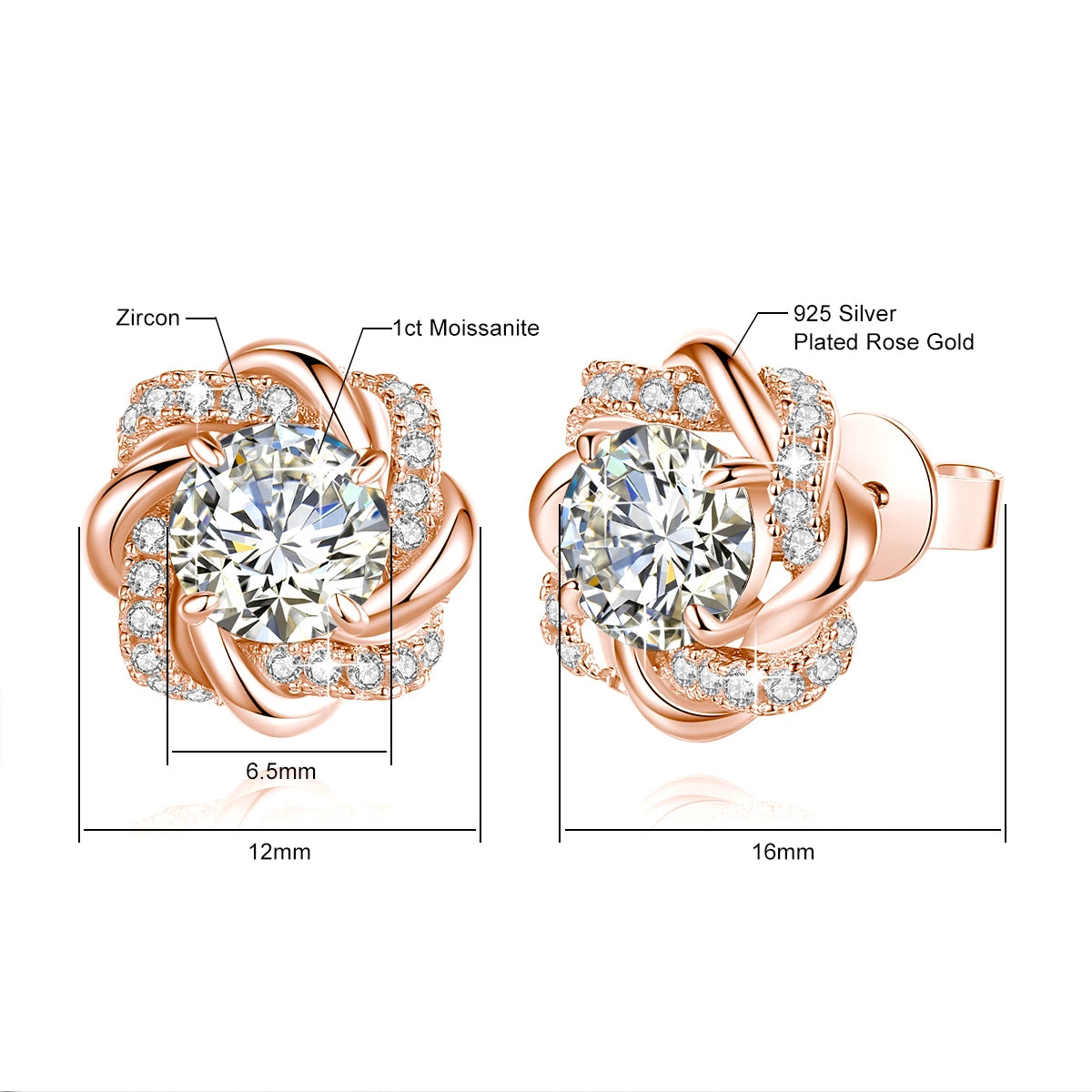 Moissanite Earrings With Certificate 2 Carat Rose Gold Luxury Jewelry For Woman Star Of David Design Trend Gift Female Mossanite - Uknowucme