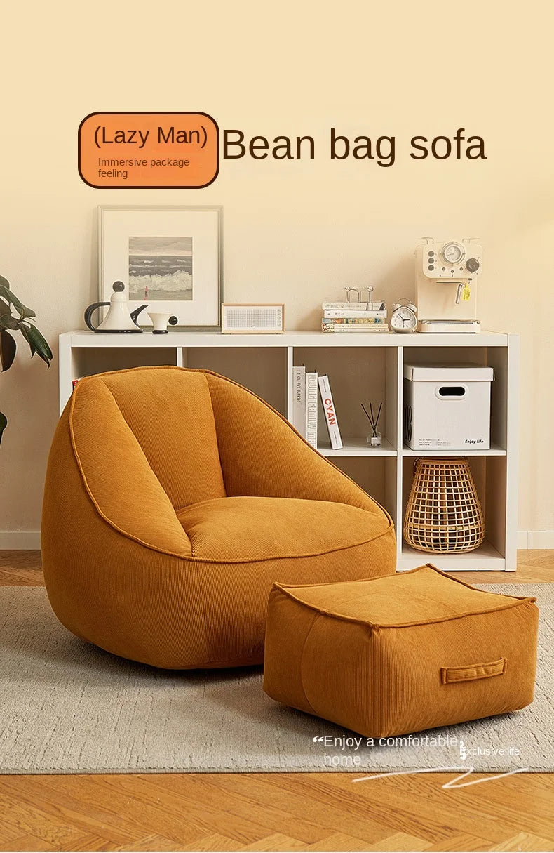 X&D Bean Bag Lazy Corduroy Comfortable Sofa Single Bed Tatami Bedroom Balcony Casual Lightweight Small Sofa Living Room 2024 New - Uknowucme