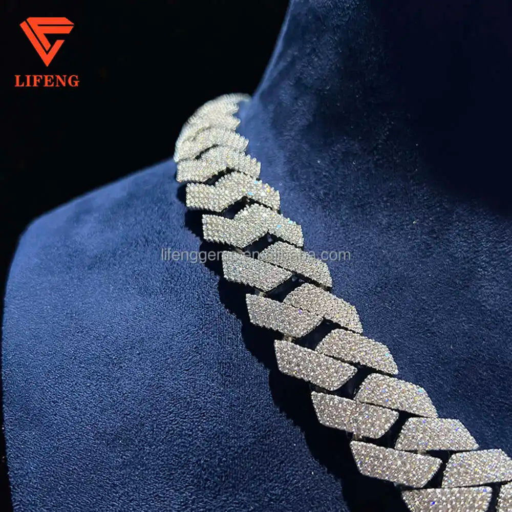 Lifeng Jewelry Vvs Moissanite 18mm Cuban Chain Vvs Moissanite Cuban Chain Hip Hop Necklace Iced Out Diamond Cuban Chain